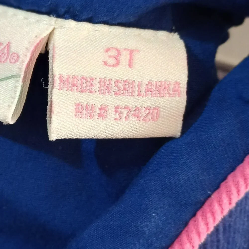 Girl's Vintage Blue Corduroy Dress 3T Pink Embroidered Turtle Girls Jumper